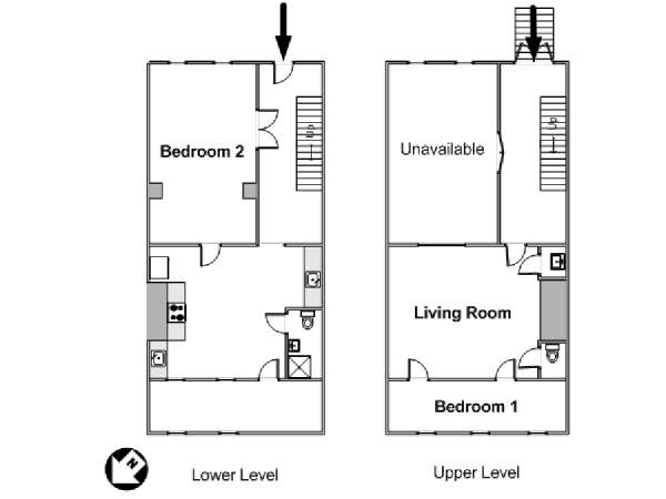 New York 4 Bedroom - Duplex roommate share apartment - apartment layout  (NY-14619)