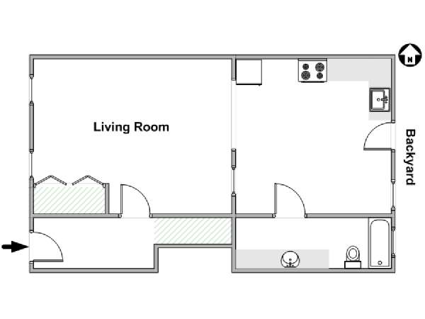 New York Monolocale appartamento - piantina approssimativa dell' appartamento  (NY-16024)