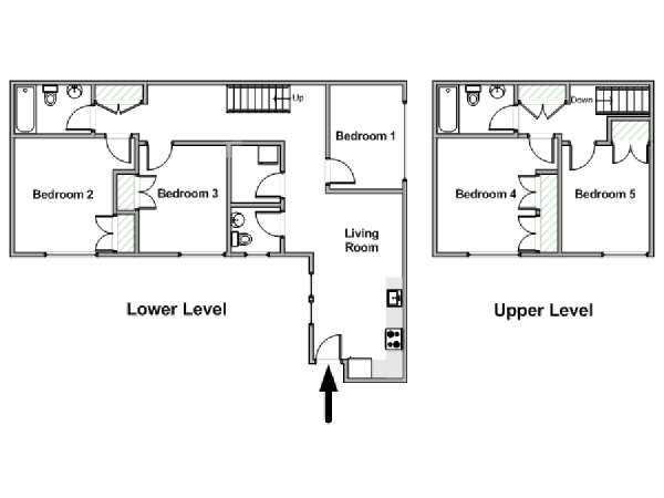 New York 5 Bedroom - Duplex roommate share apartment - apartment layout  (NY-19718)
