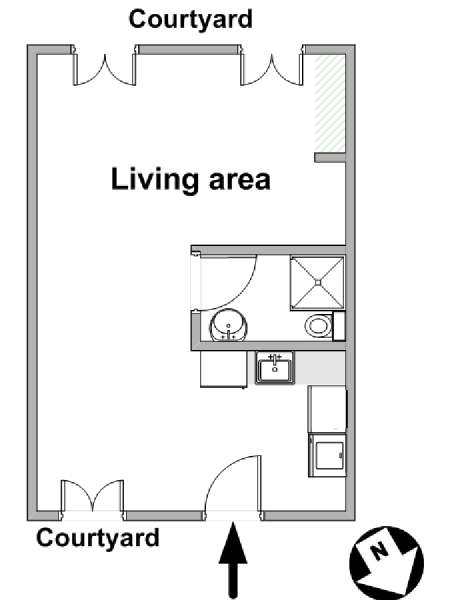 Paris Studio accommodation - apartment layout  (PA-4117)