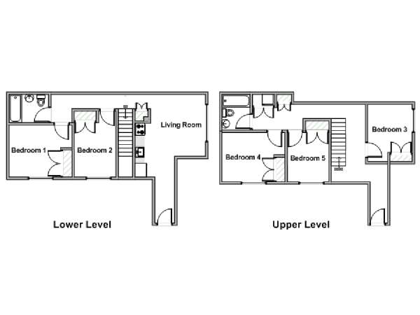 New York T6 - Duplex appartement colocation - plan schématique  (NY-19702)