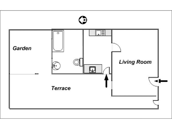 Londra Monolocale appartamento - piantina approssimativa dell' appartamento  (LN-24)