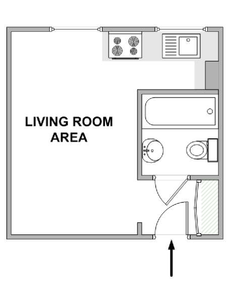 Londra Monolocale appartamento - piantina approssimativa dell' appartamento  (LN-128)