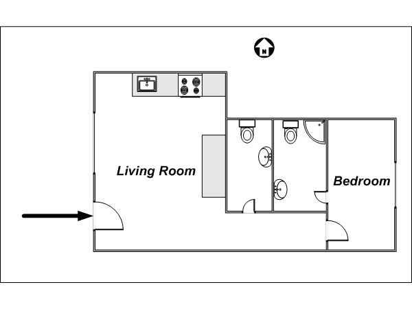 Londres T2 logement location appartement - plan schématique (LN-186) Londres T2 logement location appartement - plan schématique (LN-186)