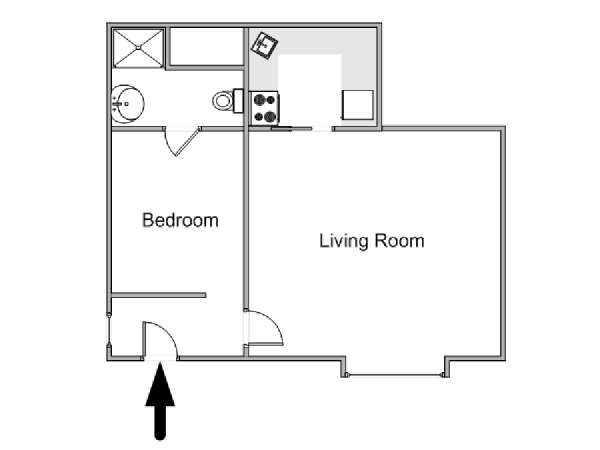 London 1 Bedroom accommodation - apartment layout  (LN-403)