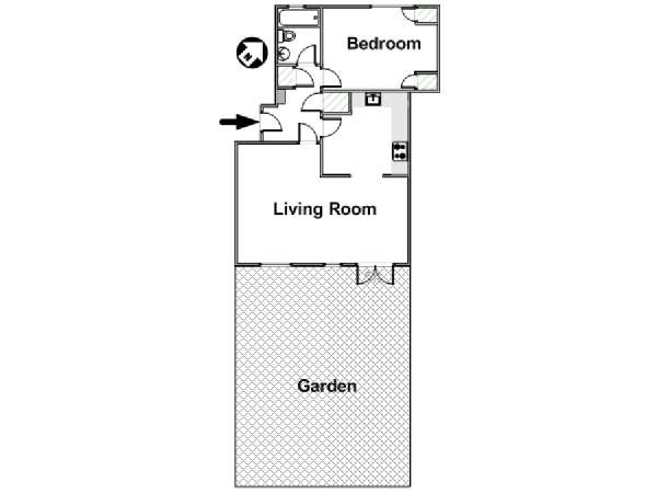 London 1 Bedroom accommodation - apartment layout  (LN-436)