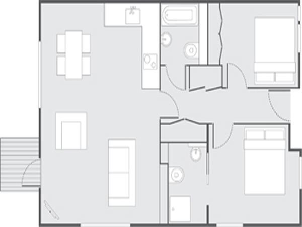 London 2 Bedroom accommodation - layout  (LN-449)