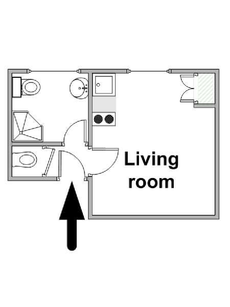 London Studio accommodation - apartment layout  (LN-546)