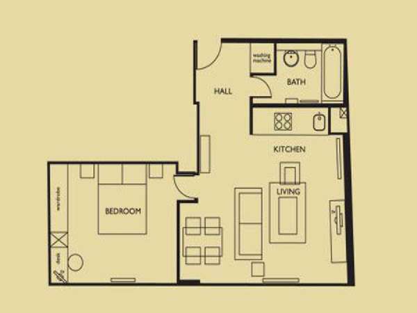 London 1 Bedroom apartment - apartment layout  (LN-658)