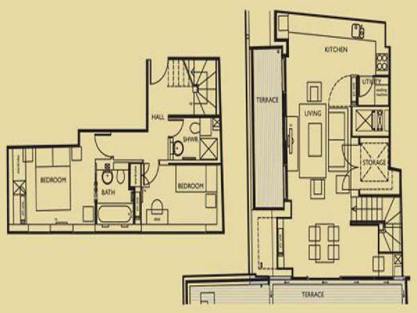 London 2 Bedroom accommodation - apartment layout  (LN-659)