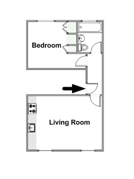 London 1 Bedroom accommodation - apartment layout  (LN-675)
