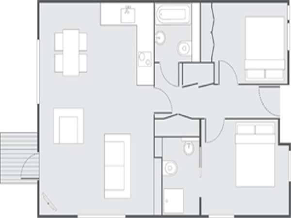 London 2 Bedroom accommodation - apartment layout  (LN-688)