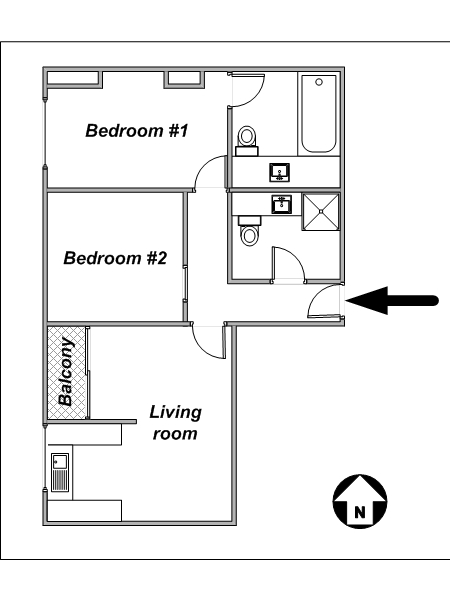 Londres T3 logement location appartement - plan sch&eacute;matique  (LN-697)