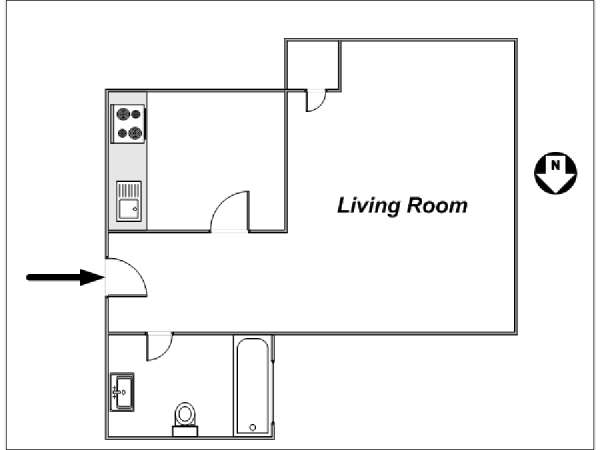 Londra Monolocale appartamento - piantina approssimativa dell' appartamento  (LN-730)