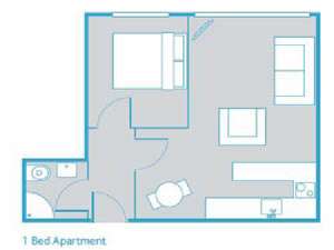 London 1 Bedroom accommodation - apartment layout  (LN-764)