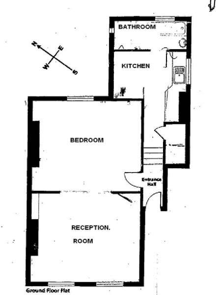 Londra 1 Camera da letto appartamento casa vacanze - piantina approssimativa dell' appartamento  (LN-767)