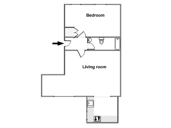 London 1 Bedroom accommodation - apartment layout  (LN-797)