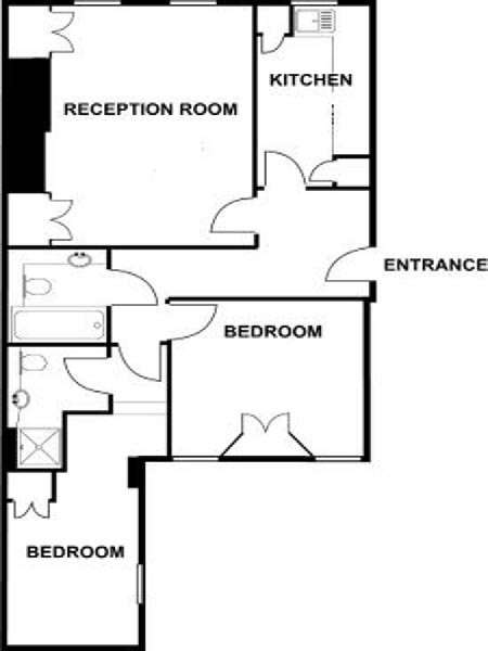 Londra 2 Camere da letto appartamento - piantina approssimativa dell' appartamento  (LN-800)