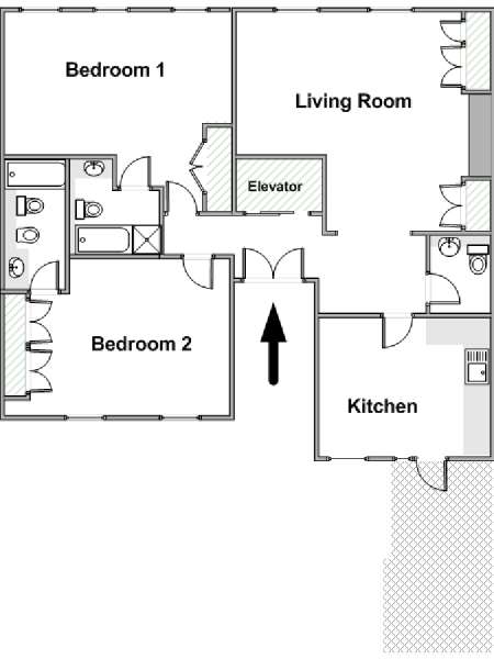 London 2 Bedroom - Penthouse accommodation - apartment layout  (LN-801)