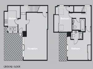 London 2 Bedroom - Townhouse accommodation - apartment layout  (LN-819)