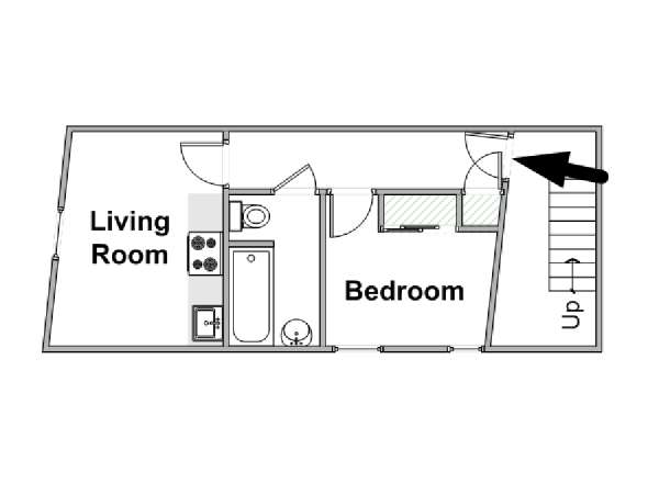 London 1 Bedroom accommodation - apartment layout  (LN-834)