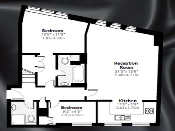 London 2 Bedroom - Penthouse accommodation - apartment layout 2 (LN-842)