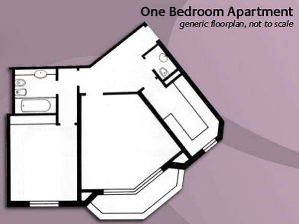 London 1 Bedroom accommodation - apartment layout  (LN-846)