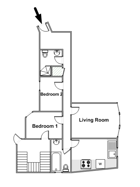 London 3 Zimmer ferienwohnung - layout  (LN-849)