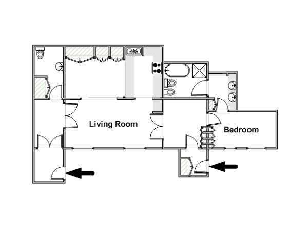 London 1 Bedroom apartment - apartment layout  (LN-855)