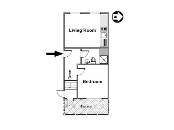 London 1 Bedroom accommodation - apartment layout  (LN-932)