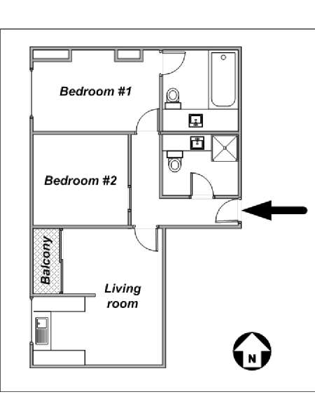 London 2 Bedroom accommodation - apartment layout  (LN-1040)