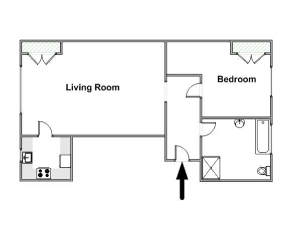 London 1 Bedroom accommodation - apartment layout  (LN-1048)
