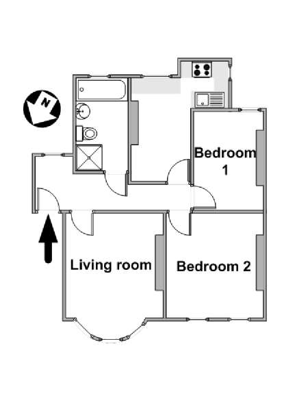London 2 Bedroom accommodation - apartment layout  (LN-1072)