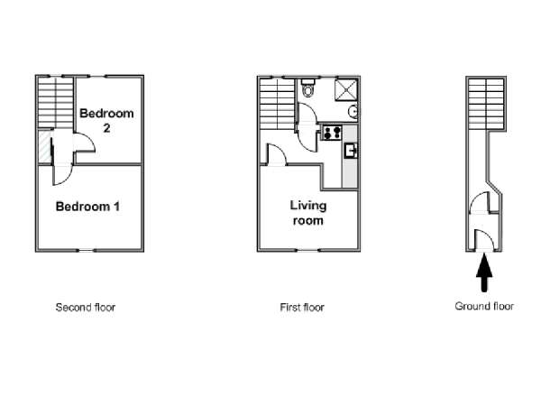 Londres T3 - Duplex appartement location vacances - plan sch&eacute;matique  (LN-1120)
