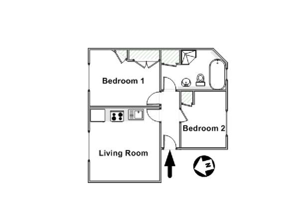London 2 Bedroom accommodation - apartment layout  (LN-1126)