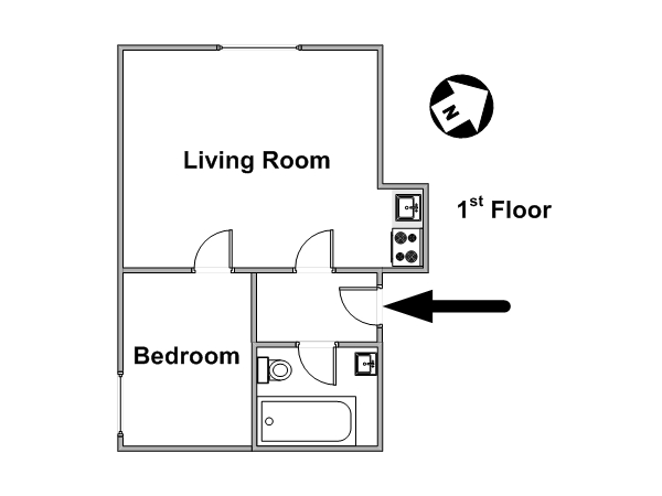 London 2 Zimmer wohnungsvermietung - layout (LN-1161) London 2 Zimmer wohnungsvermietung - layout (LN-1161)