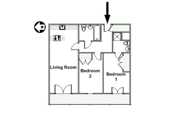 London 2 Bedroom accommodation - apartment layout  (LN-1180)