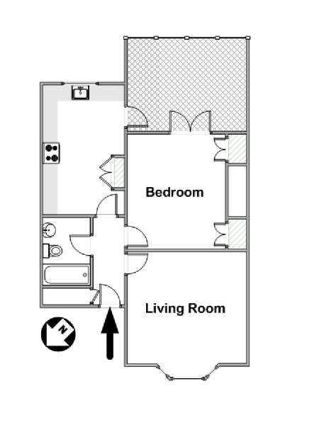 Londra 1 Camera da letto appartamento casa vacanze - piantina approssimativa dell' appartamento  (LN-1185)