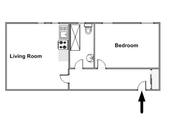 London 1 Bedroom accommodation - apartment layout  (LN-1229)