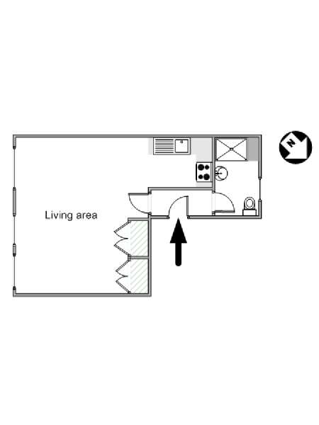 London Studio accommodation - apartment layout  (LN-1411)