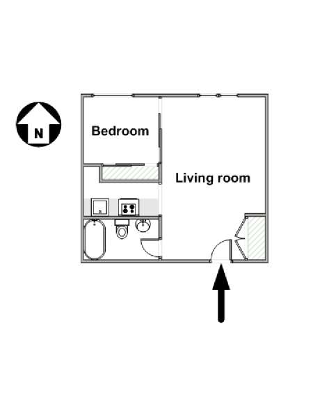 Londra 1 Camera da letto appartamento - piantina approssimativa dell' appartamento  (LN-1422)
