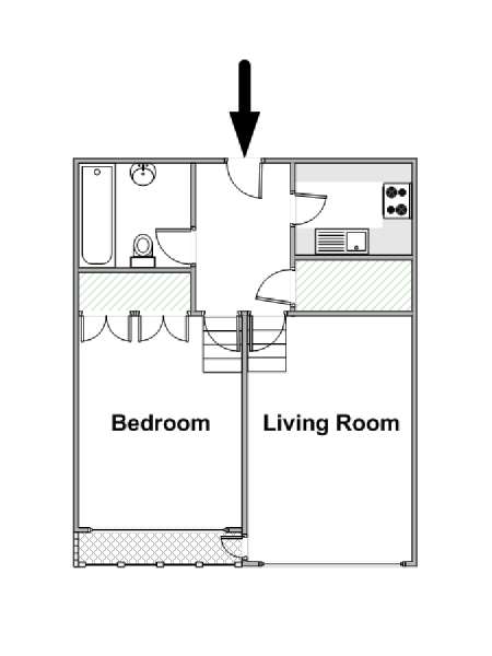 London 1 Bedroom apartment - apartment layout  (LN-1442)