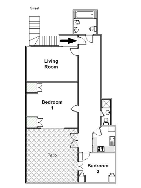 London 2 Bedroom accommodation - apartment layout  (LN-1446)