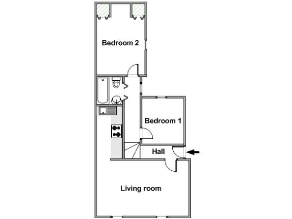 Londra 2 Camere da letto appartamento casa vacanze - piantina approssimativa dell' appartamento  (LN-1448)