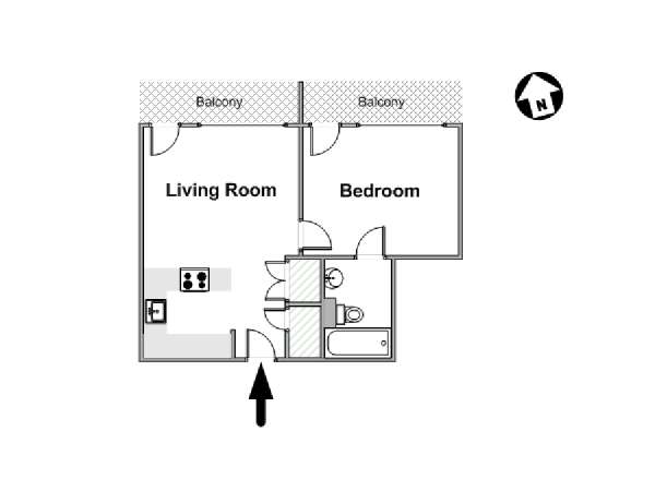 Londra 1 Camera da letto appartamento - piantina approssimativa dell' appartamento  (LN-1464)