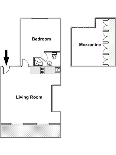 Londra 1 Camera da letto appartamento - piantina approssimativa dell' appartamento  (LN-1467)