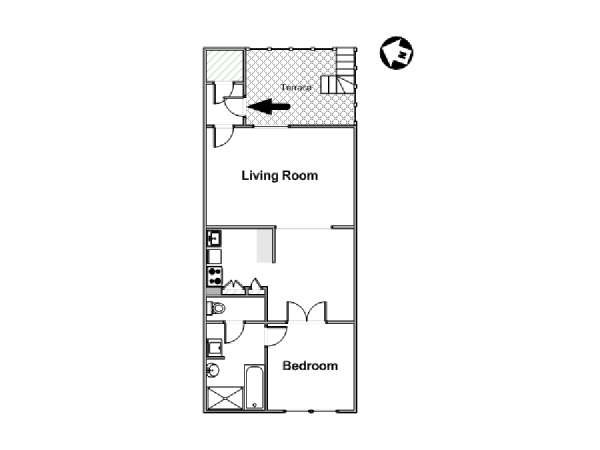 London 1 Bedroom accommodation - apartment layout  (LN-1473)