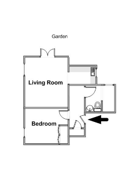 London 1 Bedroom accommodation - apartment layout  (LN-1695)