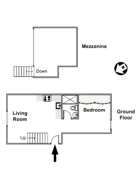 London 1 Bedroom - Duplex accommodation - apartment layout  (LN-1755)