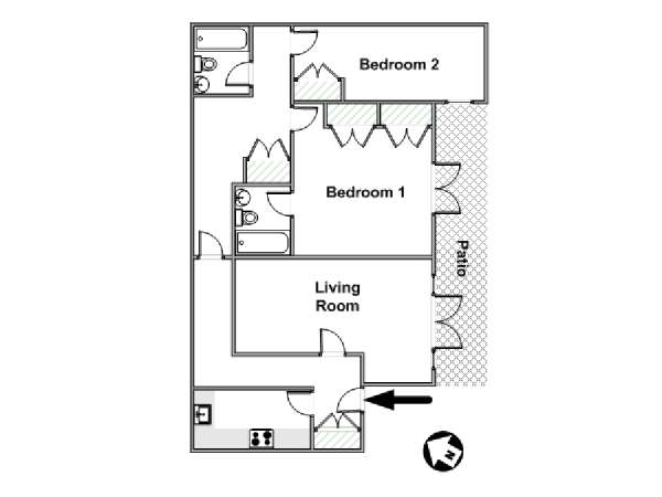 London 2 Bedroom accommodation - apartment layout  (LN-1790)